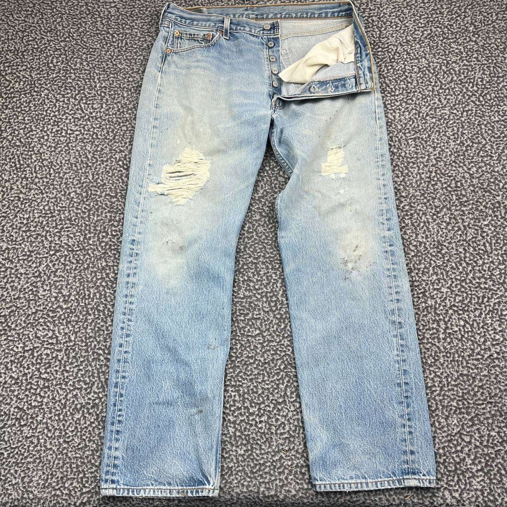 Vintage Levi's 501xx Jeans Men 36x34 Light Wash Blue Denim Pants Button Fly
